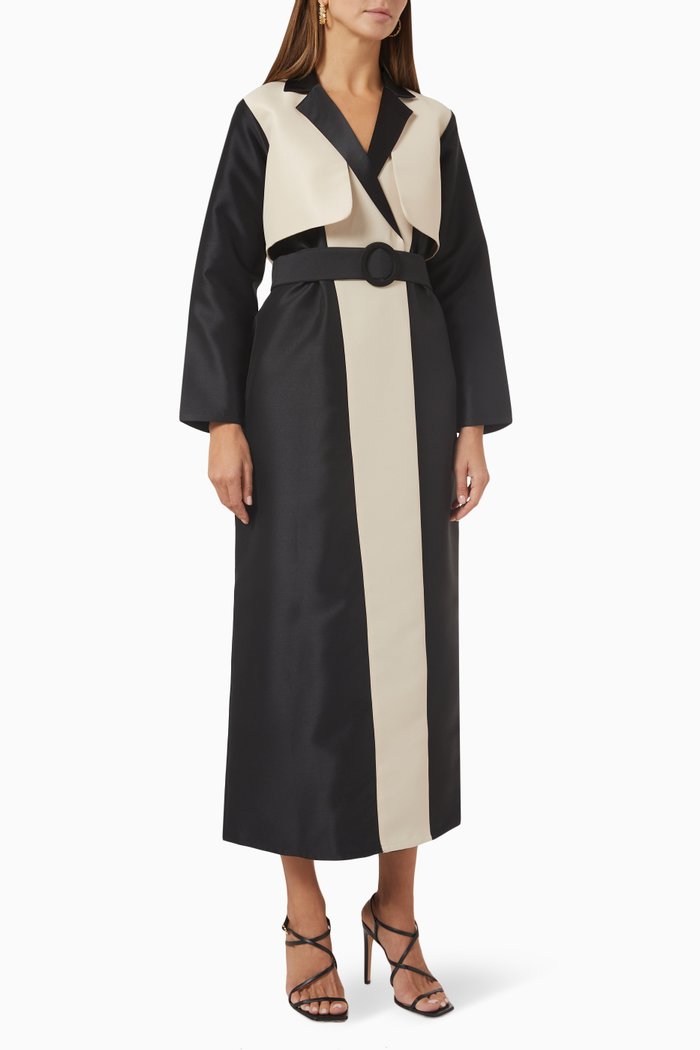 

Two-tone Trench Coat in Satin, Black