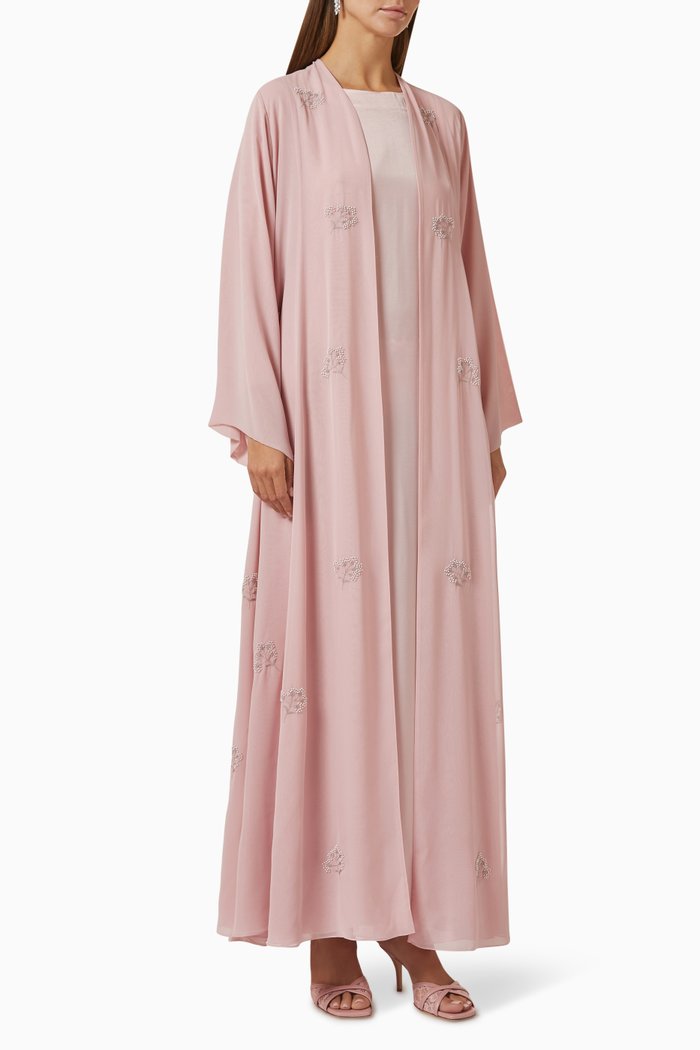 3-piece Abaya Set in Chiffon, Pink