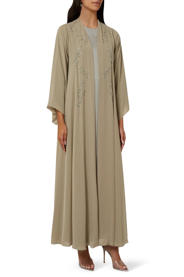 

3-piece Abaya Set in Chiffon, Green