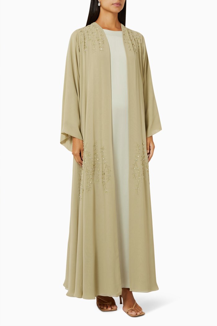 

3-piece Abaya Set in Chiffon, Green