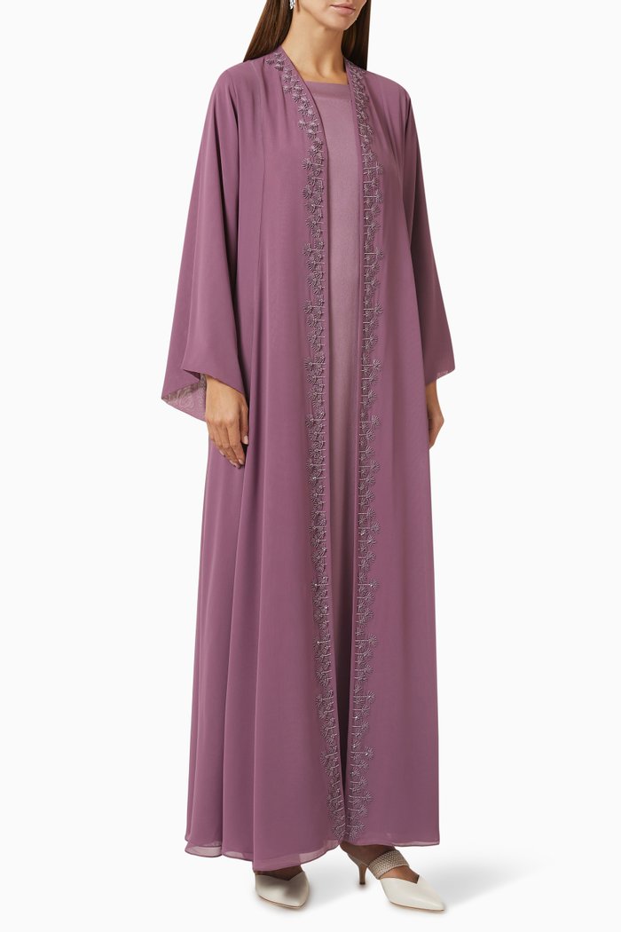 3-piece Abaya Set in Chiffon, Purple