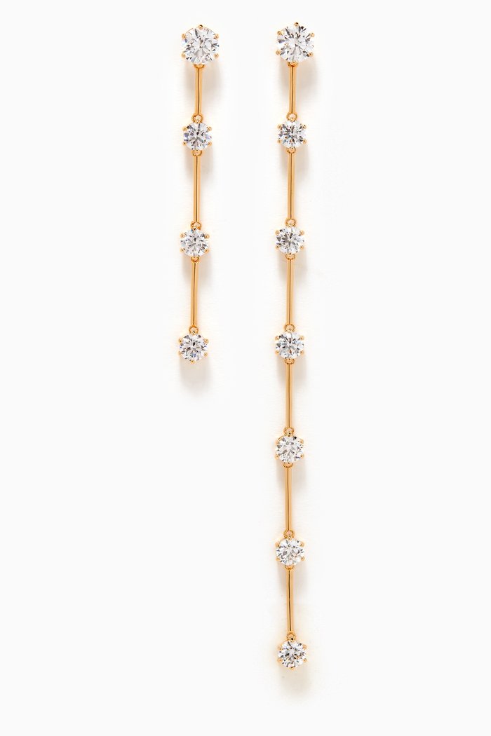 

Constella Crystal Asymmetrical Earrings in Gold-plated Metal