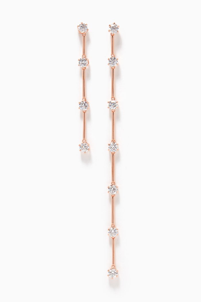

Constella Crystal Asymmetrical Earrings in Rose Gold-plated Metal