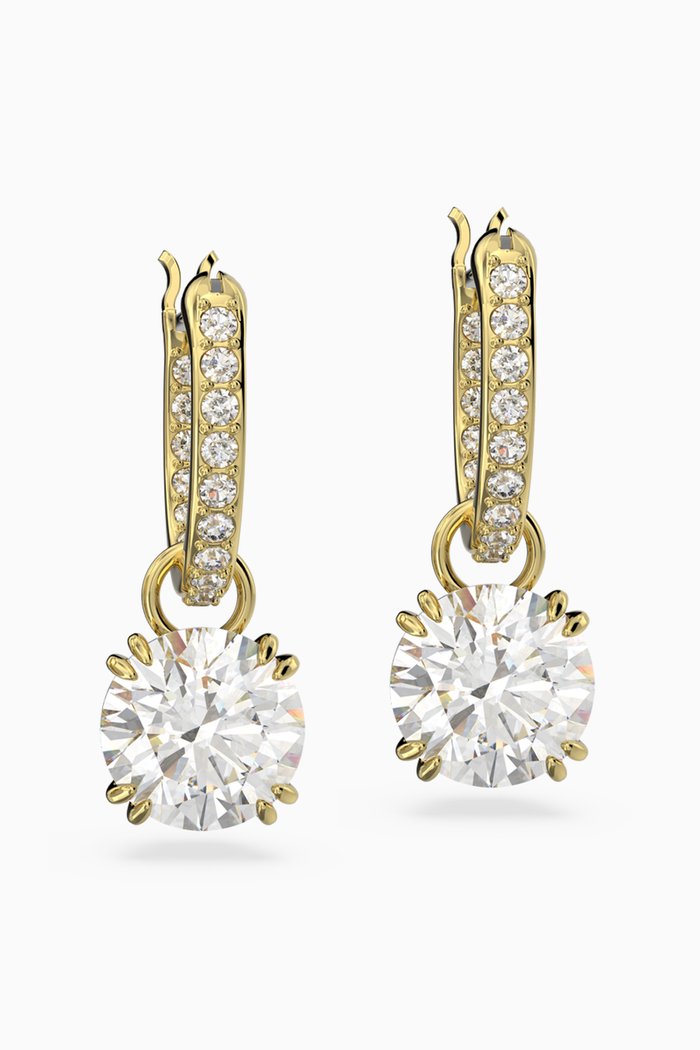 

Constella Drop Crystal Hoop Earrings in Gold-plated Metal