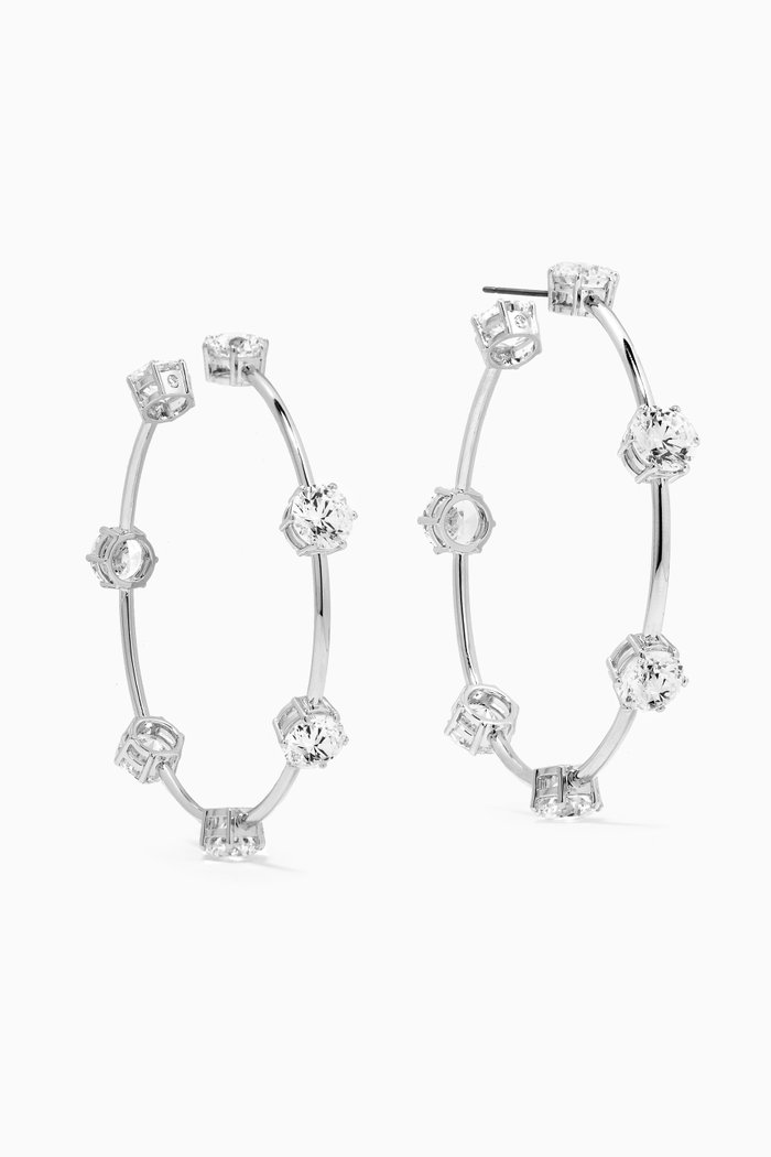 

Constella Crystal Hoop Earrings in Rhodium-plated Metal, Silver