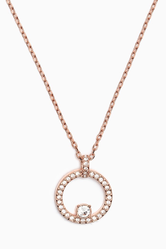 Creativity Crystal Circle Pendant Necklace in Rose Gold-plated Metal