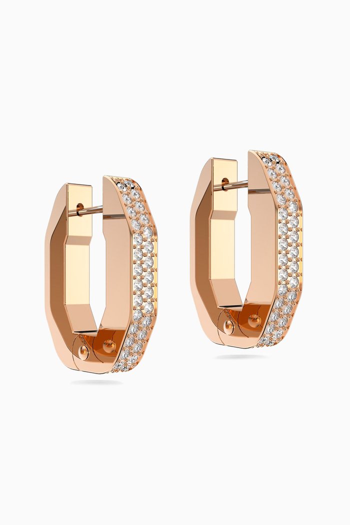 

Dextera Crystal Octagon Hoop Earrings in Rose Gold-plated Metal