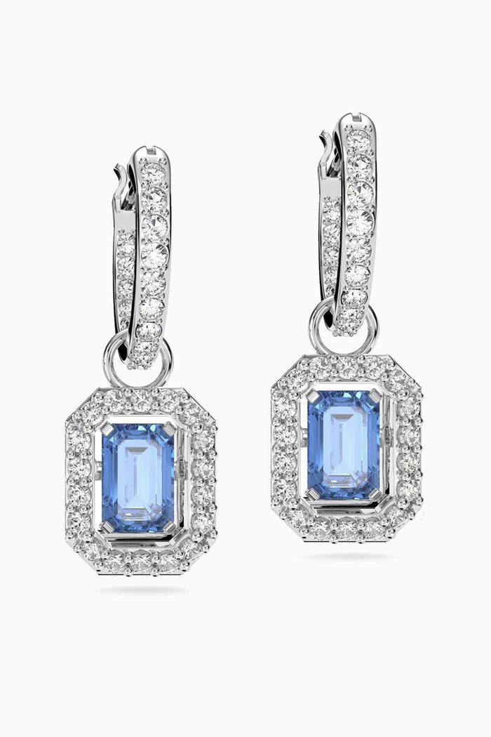 

Millenia Crystal Drop Earrings in Rhodium-plated Metal, Blue