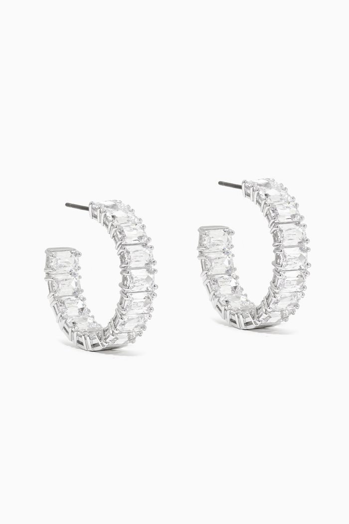 

Millenia Zirconia Hoop Earrings, Silver