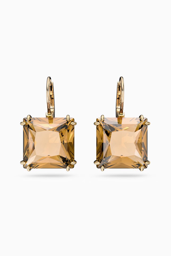 

Millenia Square Crystal Drop Earrings in Gold-plated Metal