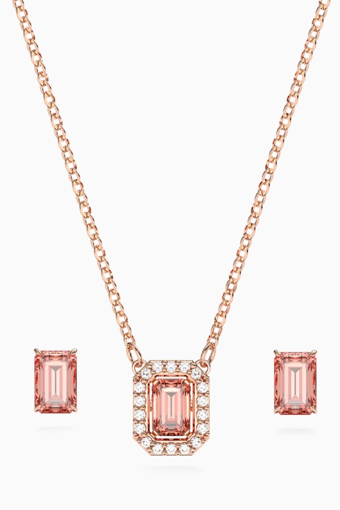 

Millenia Crystal Necklace & Earring Set in Rose Gold-plated Metal