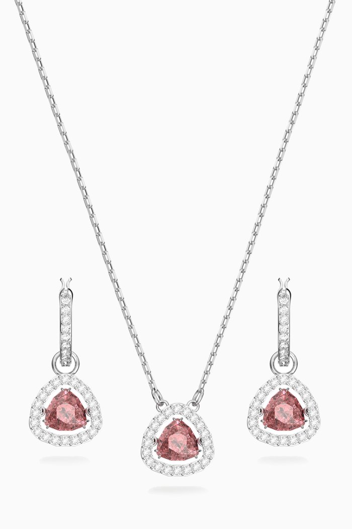 

Millenia Crystal Necklace & Drop Earrings Set in Rhodium-plated Metal, Silver
