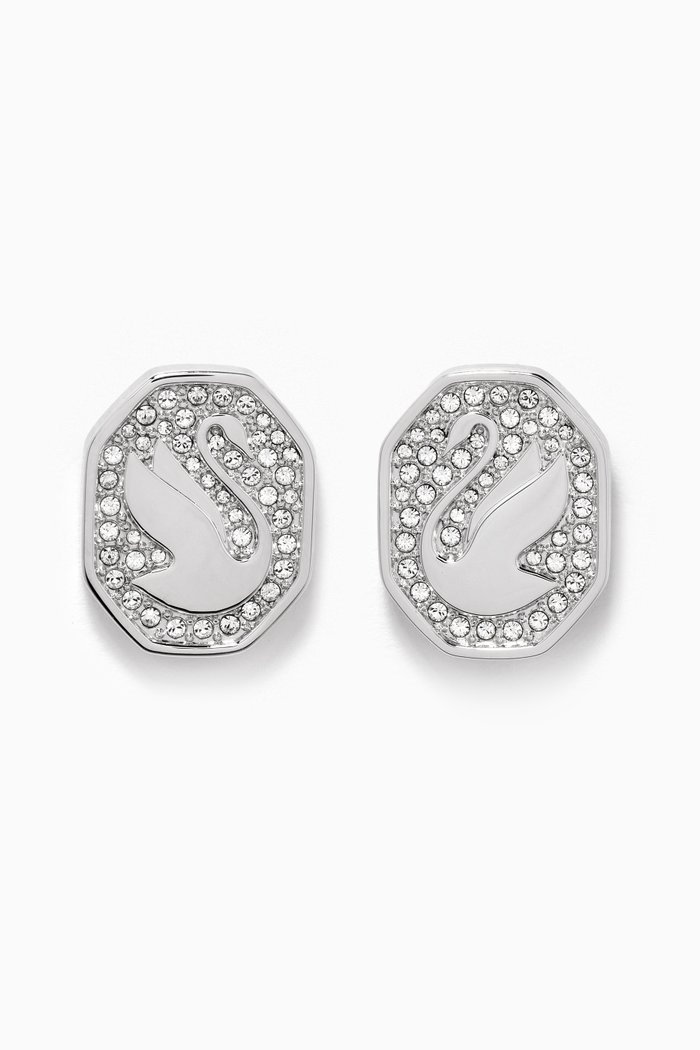 

Signum Crystal Stud Earrings in Rhodium-plated Metal, Silver