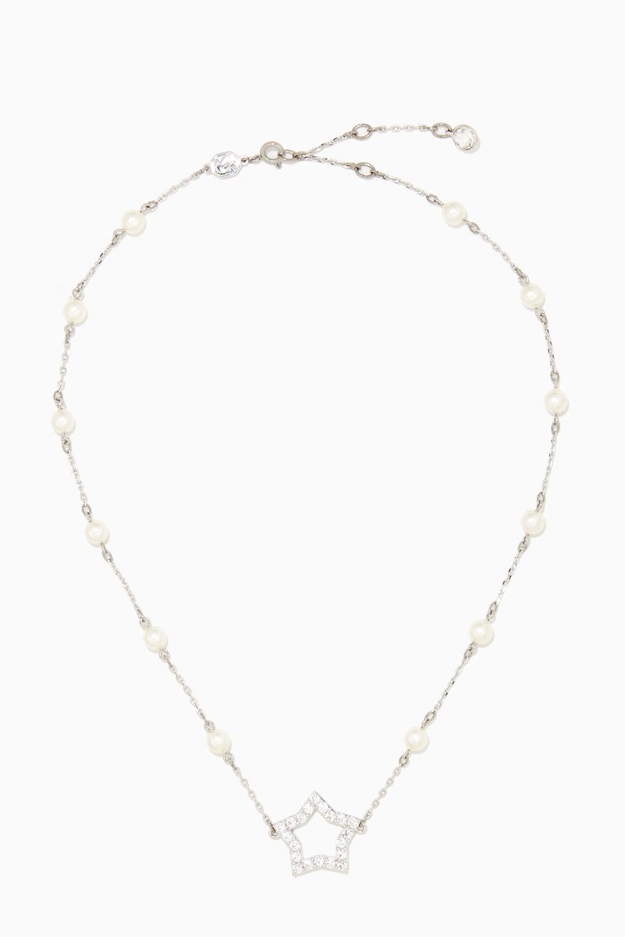 

Stella Crystal Pearl Zirconia Necklace, Silver