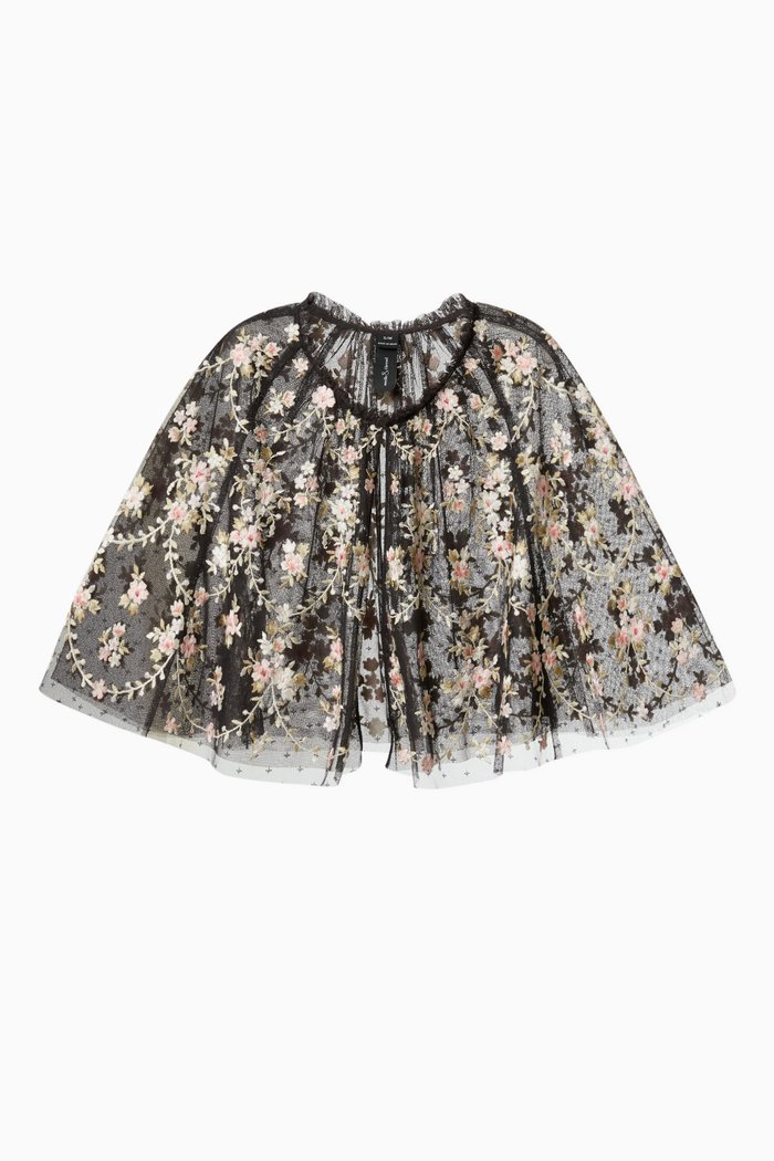 

Victoria Ditsy Short Cape in Tulle, Black