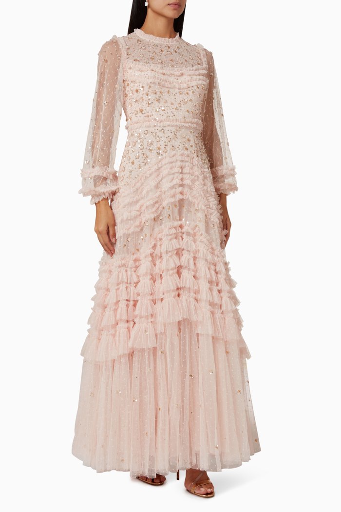 

Maybelle Sequin Maxi Dress in Tulle, Pink