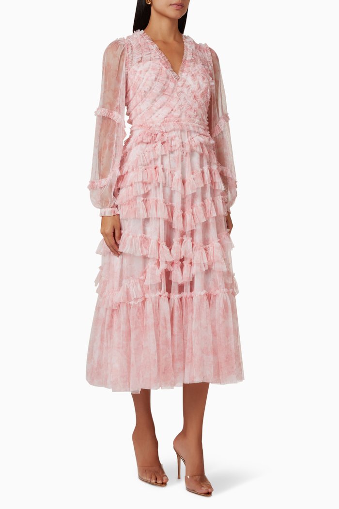 

Fleur De Lis Ruffle Ballerina Dress in Tulle, Pink