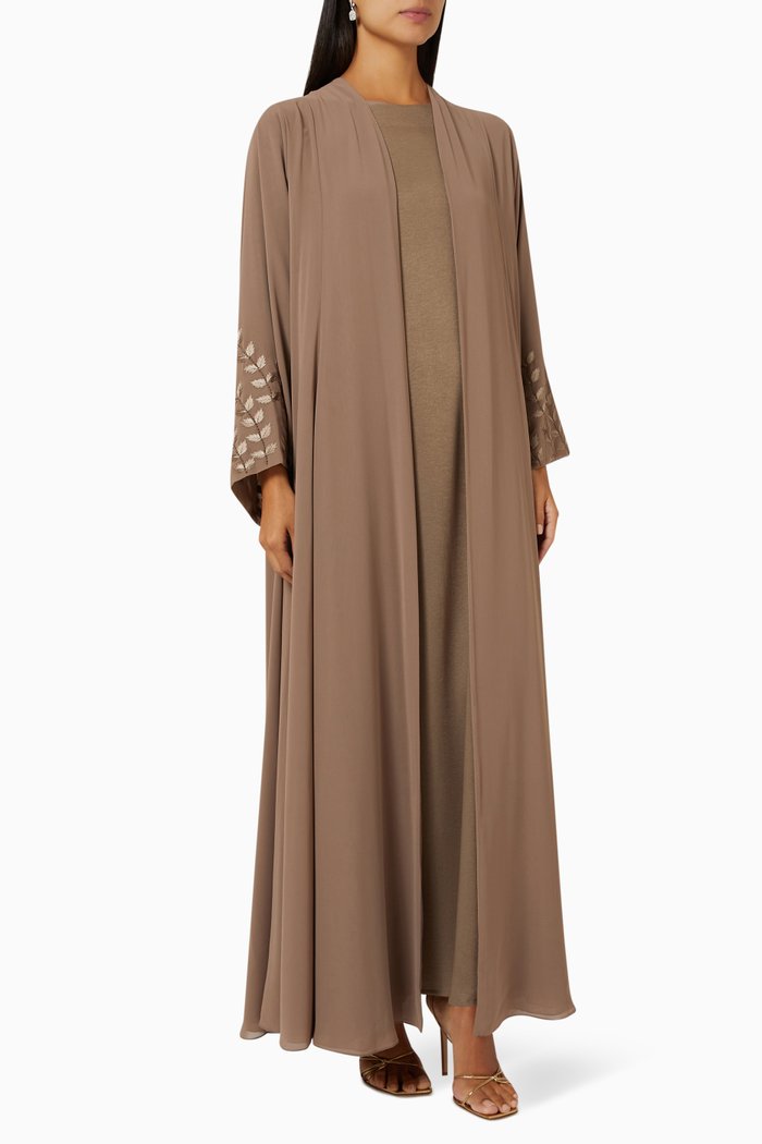 

3-piece Abaya Set in Chiffon, Brown