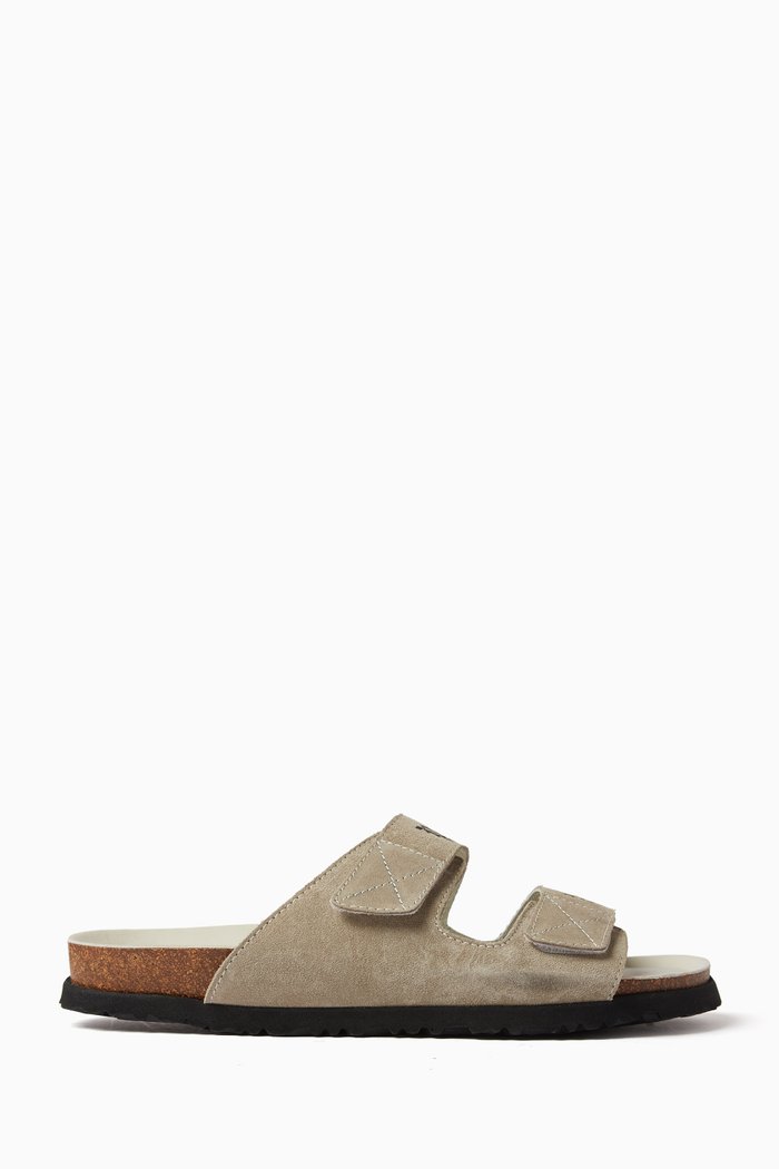 

Two Strap logo Sandals in Suede, White