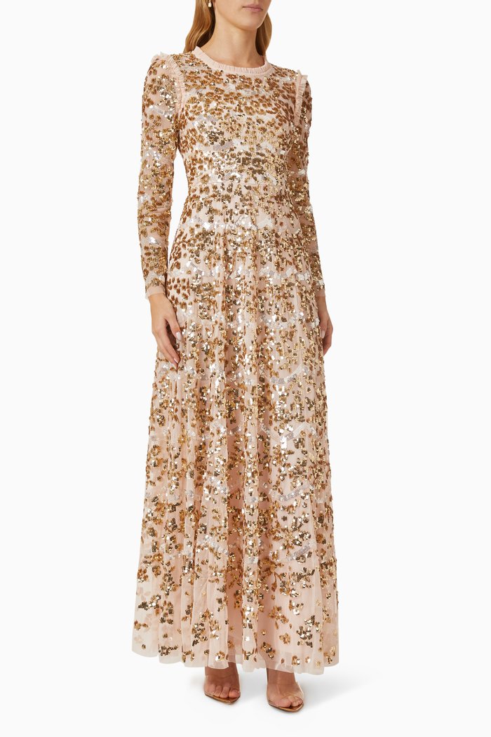 

Alicia Scallop Gown in Tulle, Pink