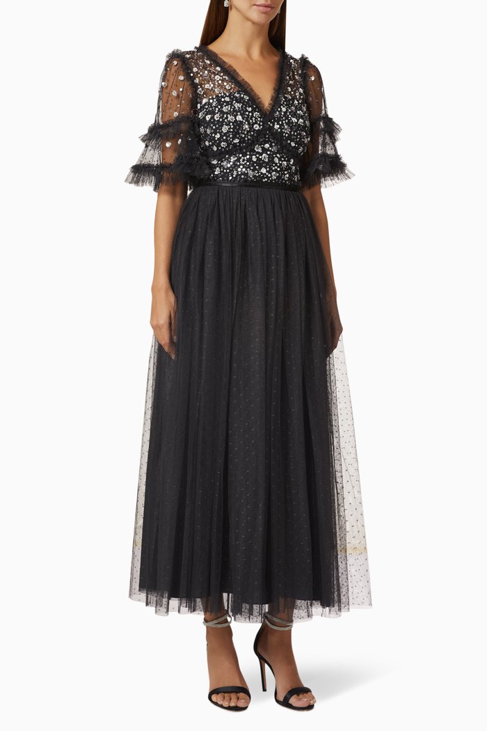 

Maybelle Sequin-embellished Gown in Tulle, Black