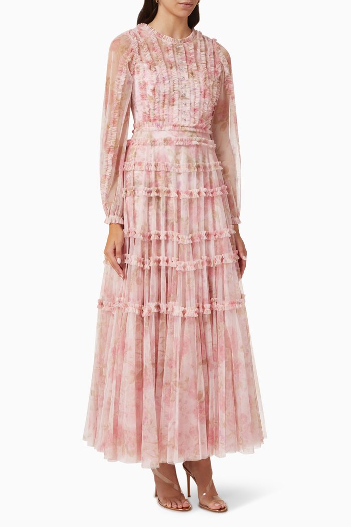 

Rose Bluebell Maxi Dress in Nylon, Pink
