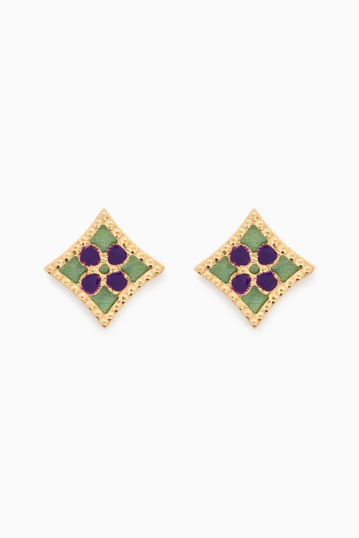 

Amelia Versailles Garden Star Stud Earrings in 18kt Yellow Gold