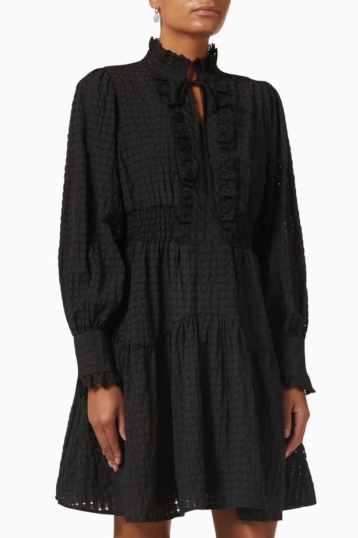 

Yasumalla Mini Dress in Broderie-anglaise, Black