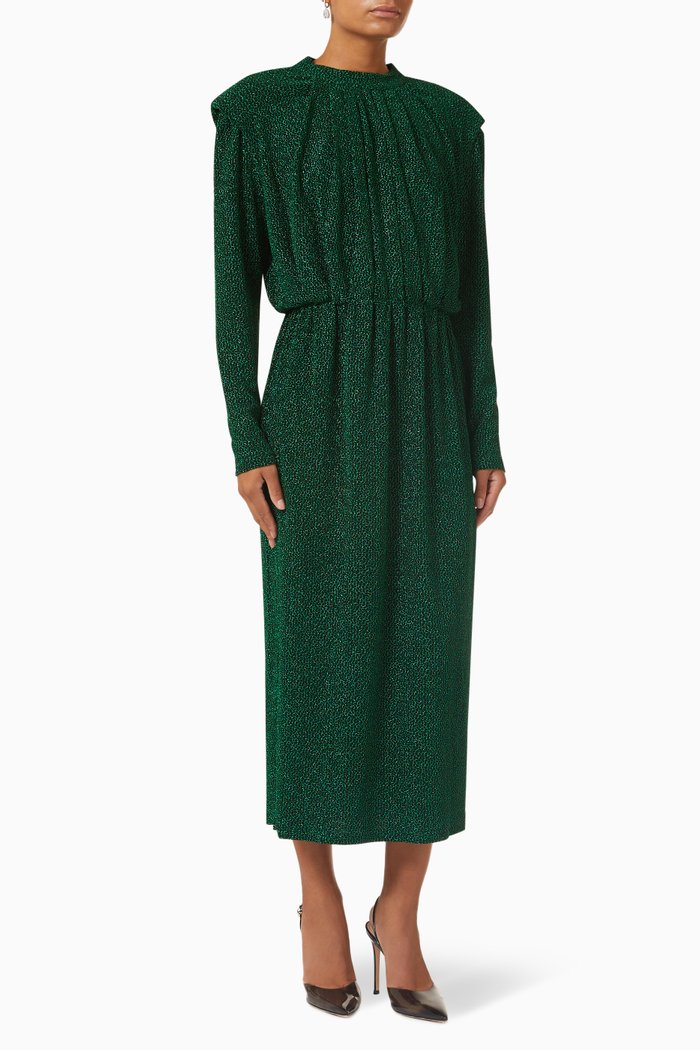 

Yasyen Midi Dress in Metallic-knit, Green
