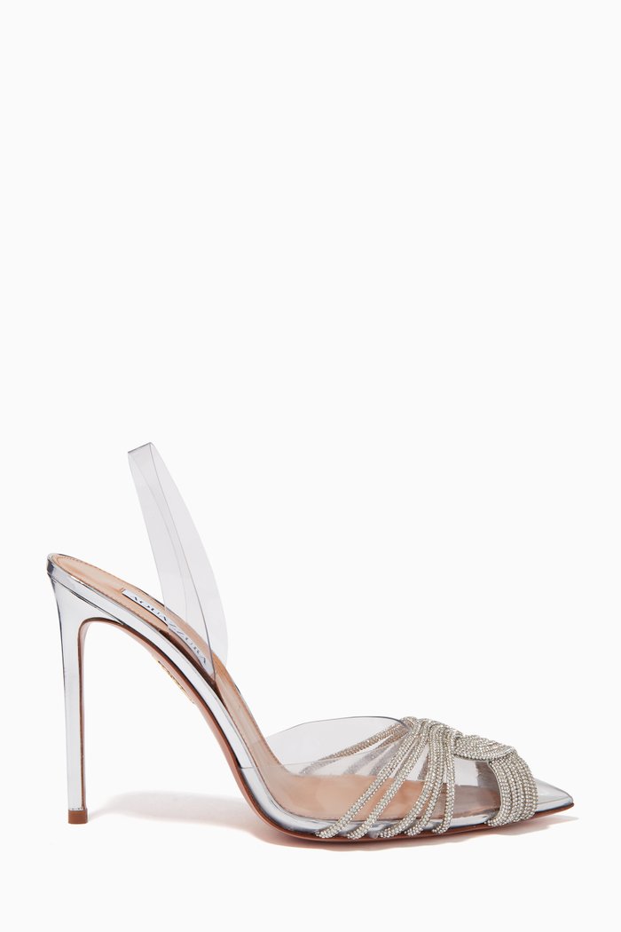 

Gatsby 105 Crystal-embellished Slingback Pumps in PVC and Leather, Silver