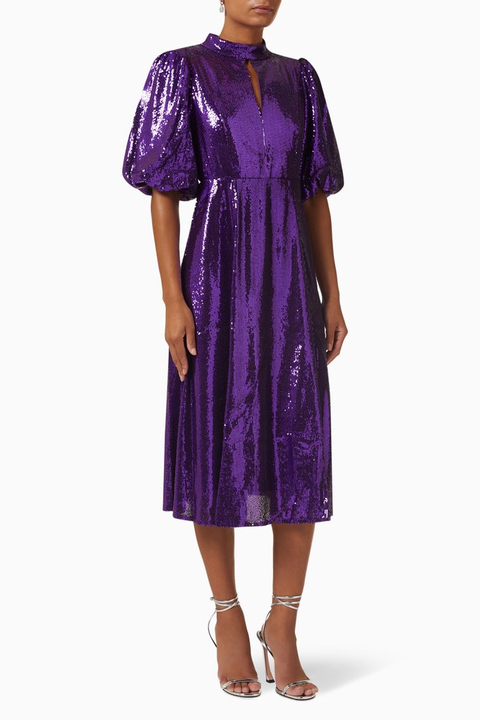 

Yasspin Midi Dress in Metallic-sequins, Purple