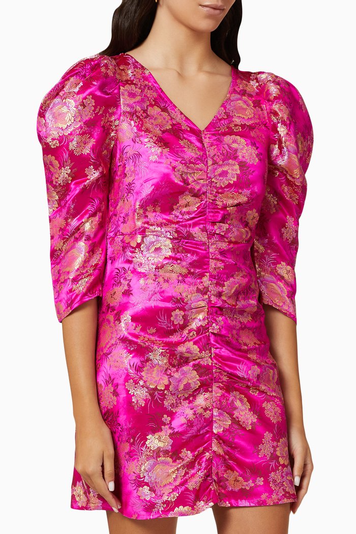 

Yasjapani Mini Dress in Jacquard, Pink