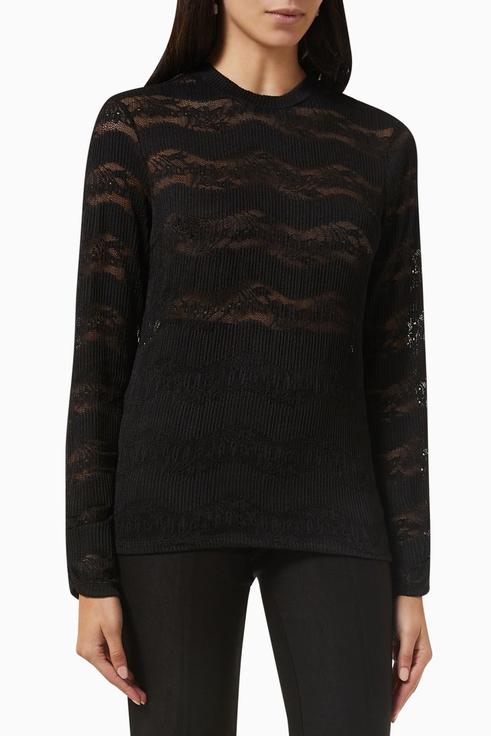 

Yasanila Sheer Top in Lace-knit, Black