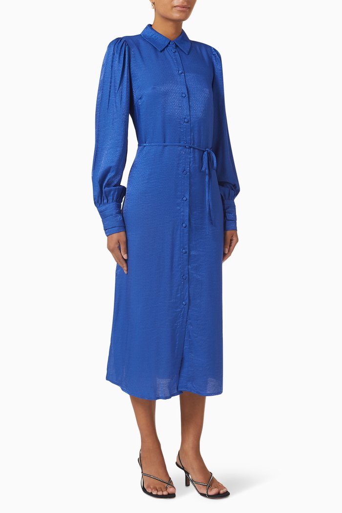 

Yassura Midi Shirt Dress in Textured-viscose, Blue