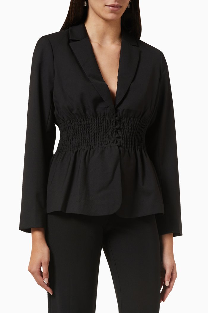 Yasmasina Shirred Blazer, Black