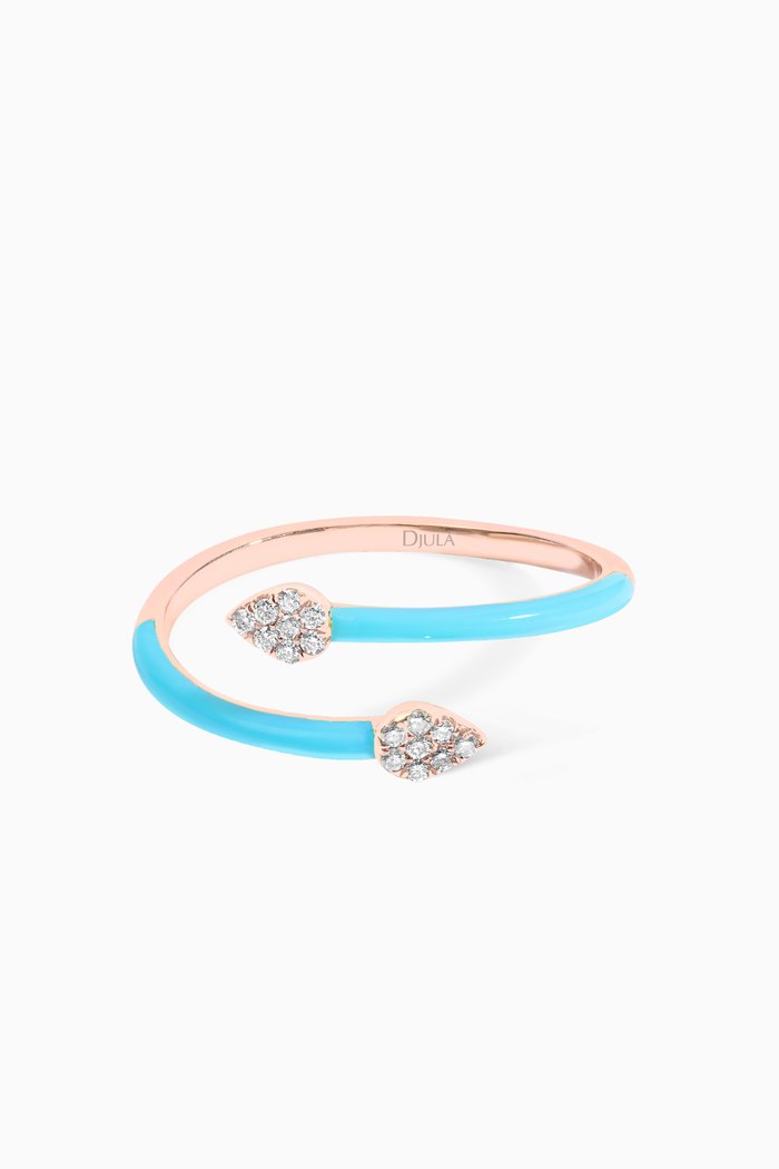 Marbella Snake Diamond & Enamel Ring in 18kt Rose Gold
