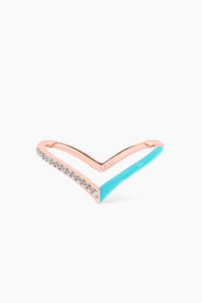 

Marbella V Diamond & Enamel Ring in 18kt Rose Gold