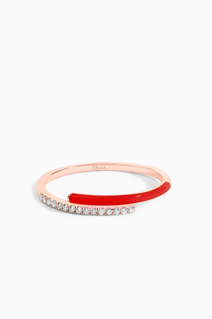 

Marbella You & Me Diamond & Enamel Ring in 18kt Rose Gold