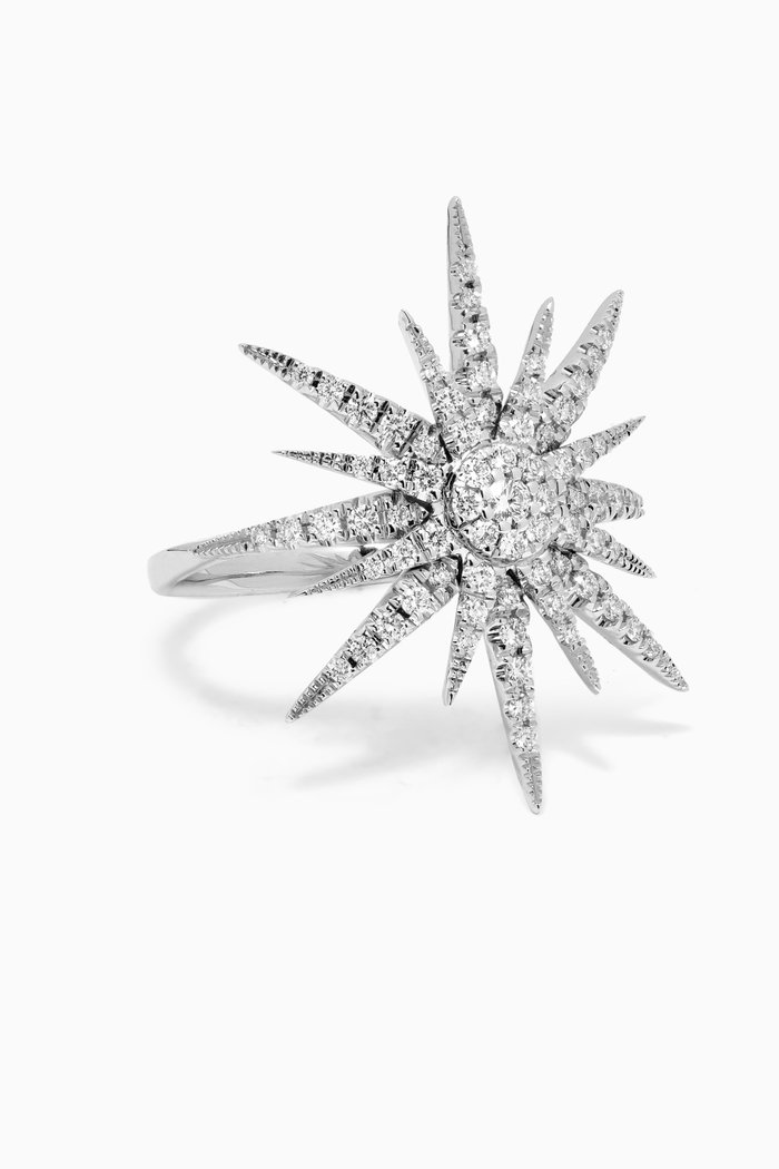 

Soleil Big Sun Diamond Ring in 18kt White Gold