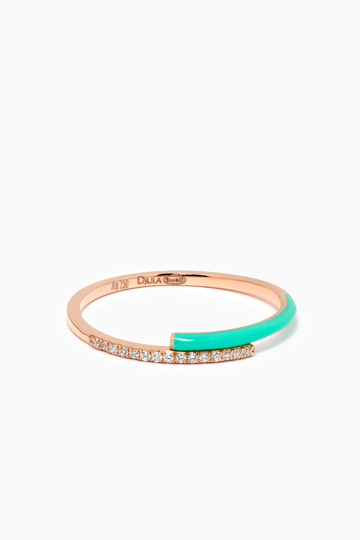 

Marbella You & Me Diamond & Enamel Ring in 18kt Rose Gold