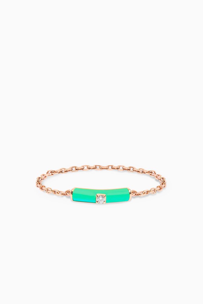 

Marbella Chain Diamond & Enamel Ring in 18kt Rose Gold