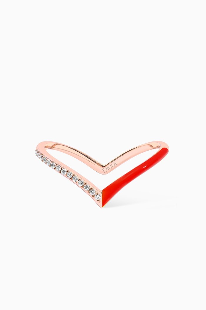 

Marbella V Diamond & Enamel Ring in 18kt Rose Gold