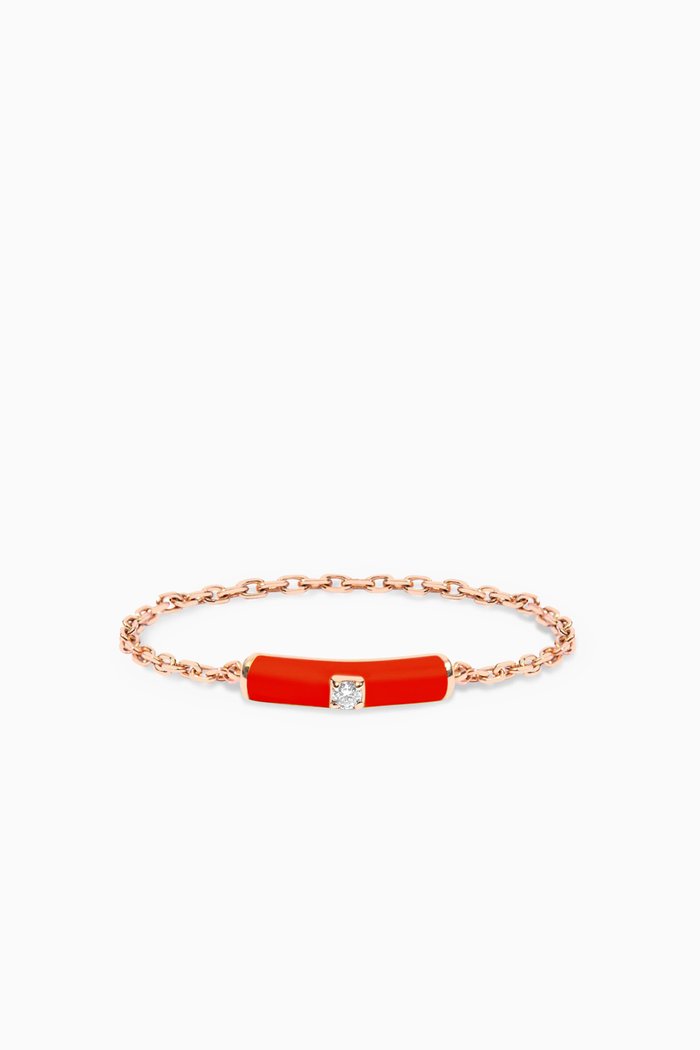 Marbella Chain Diamond & Enamel Ring in 18kt Rose Gold