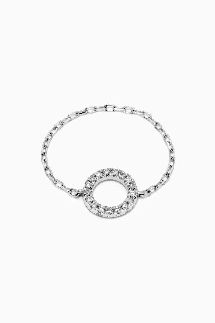 Circle Chain Ring in in 18kt White Gold