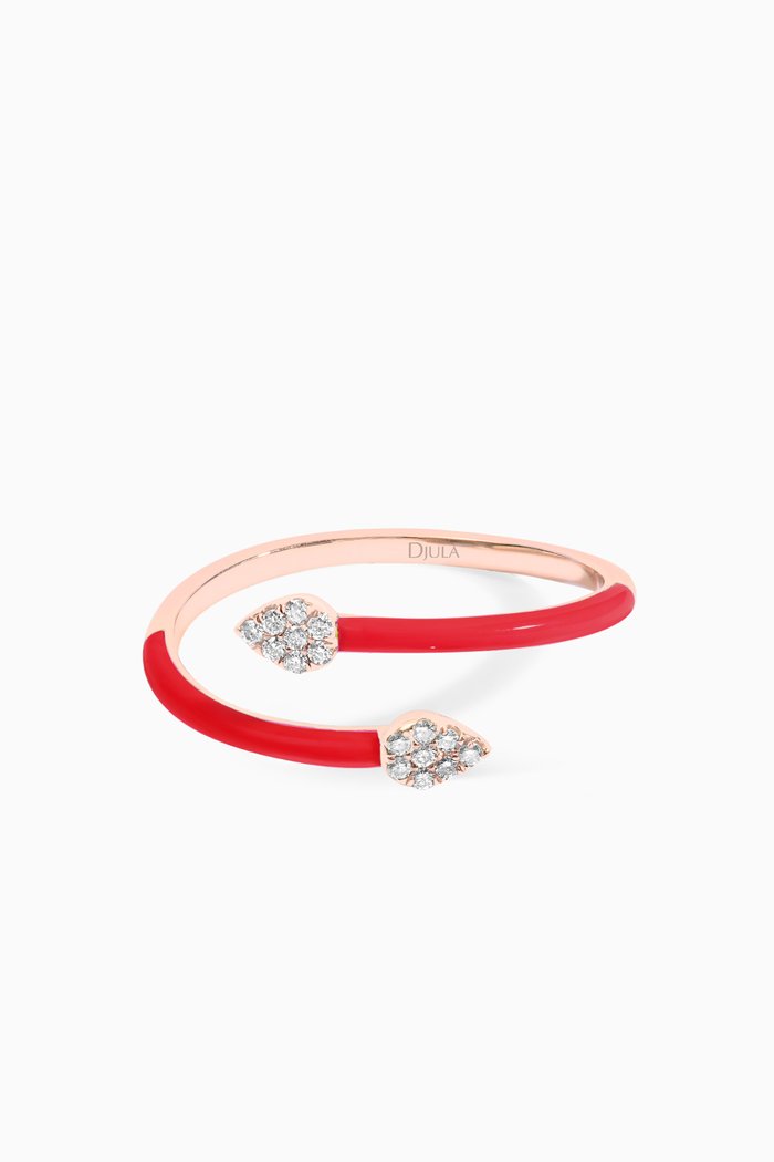 

Marbella Snake Diamond & Enamel Ring in 18kt Rose Gold