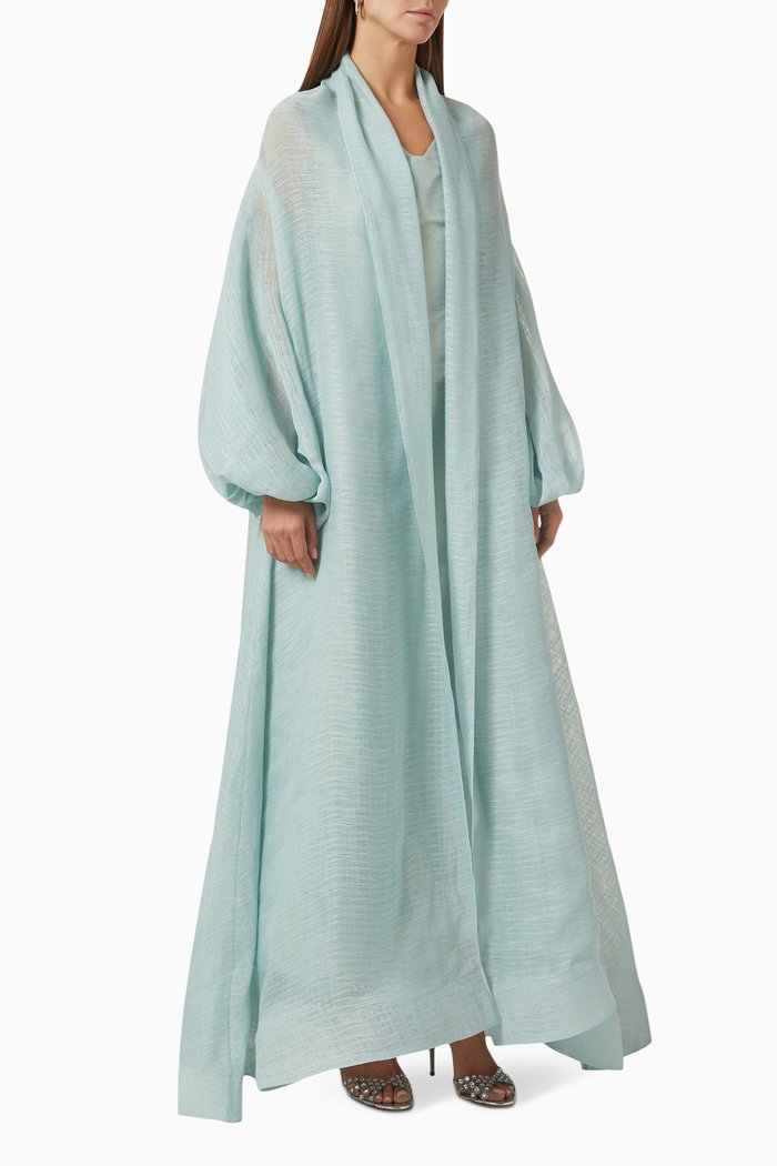 

Three-piece Abaya Set in Linen, Blue