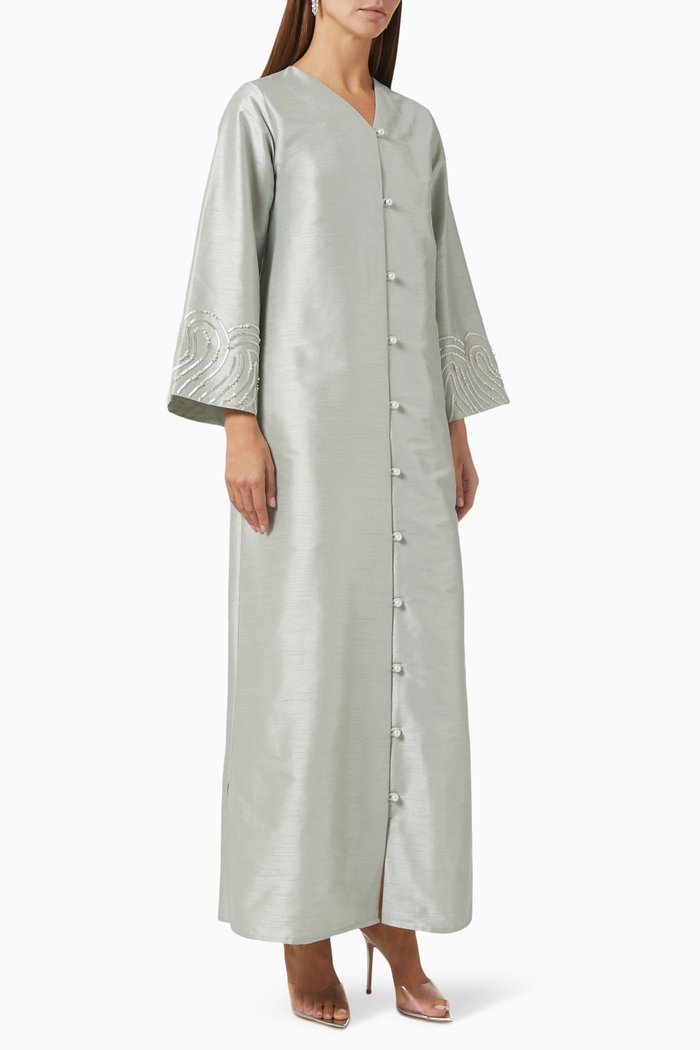 

Sequin-embellished Maxi Dress in Satin, Blue