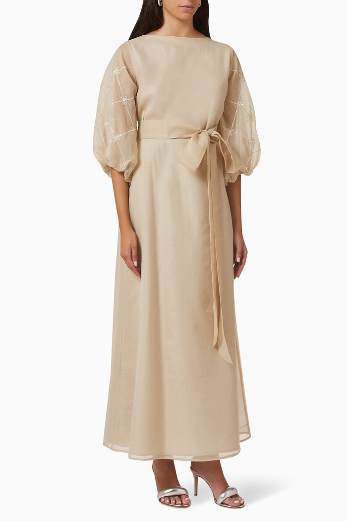 

Bead-embellished Dress, Neutral