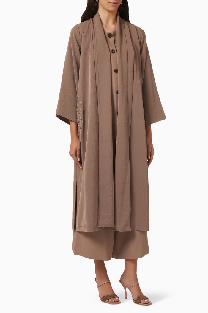 

Three-piece Abaya Set, Brown
