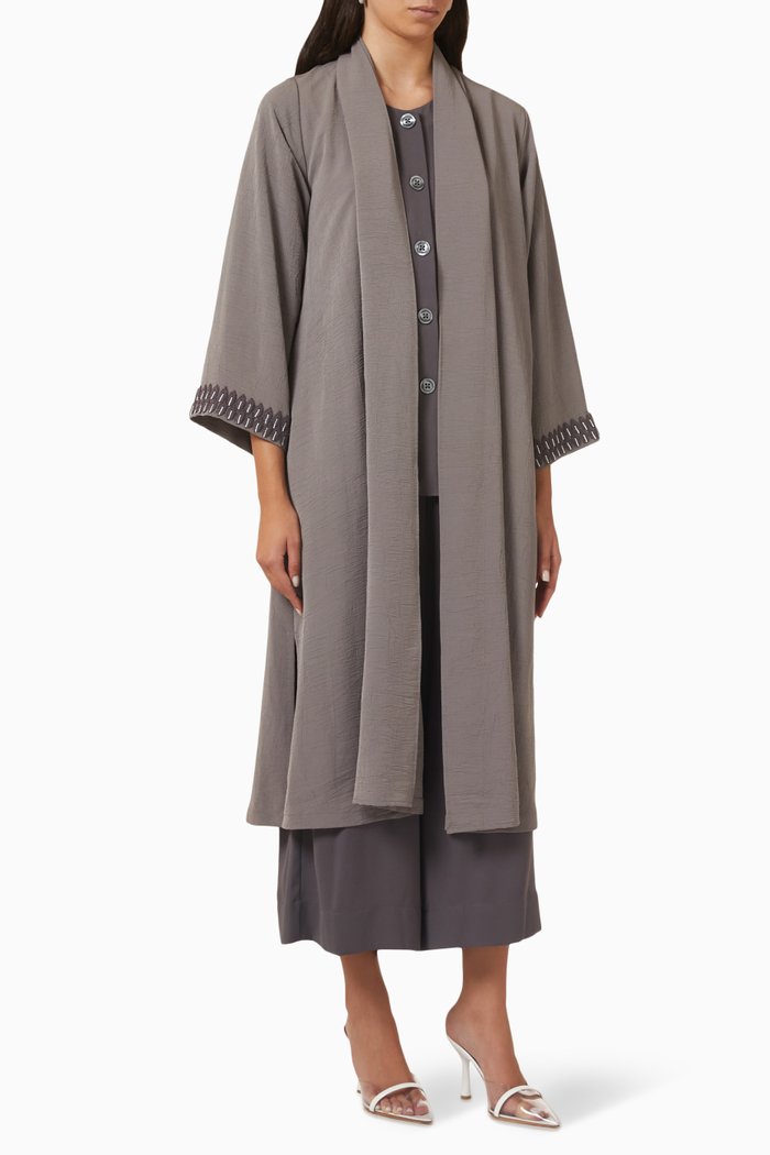 

Three-piece Abaya Set, Grey